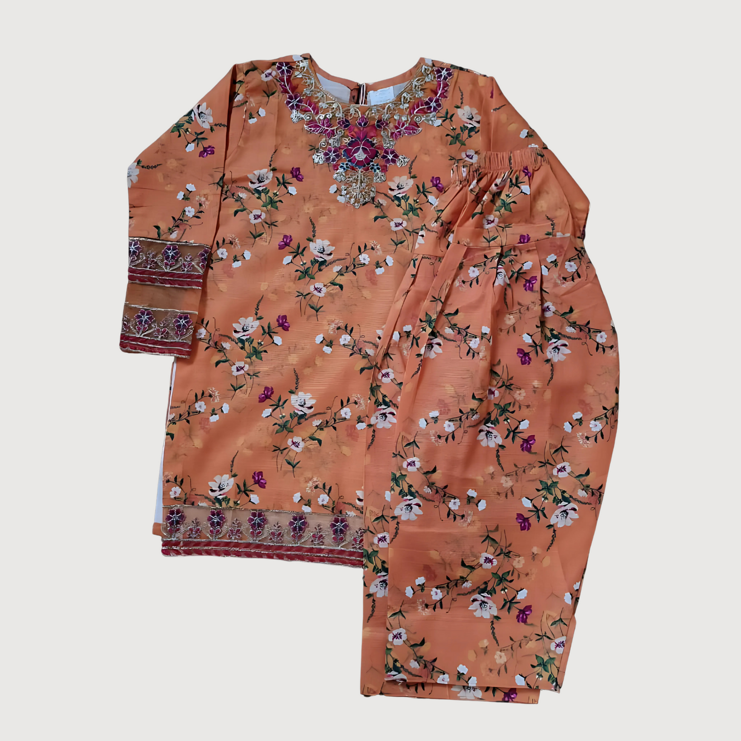 Luxury Embroidered Kurta Set for Girls – 2 Piece Ready to Wear Outfit