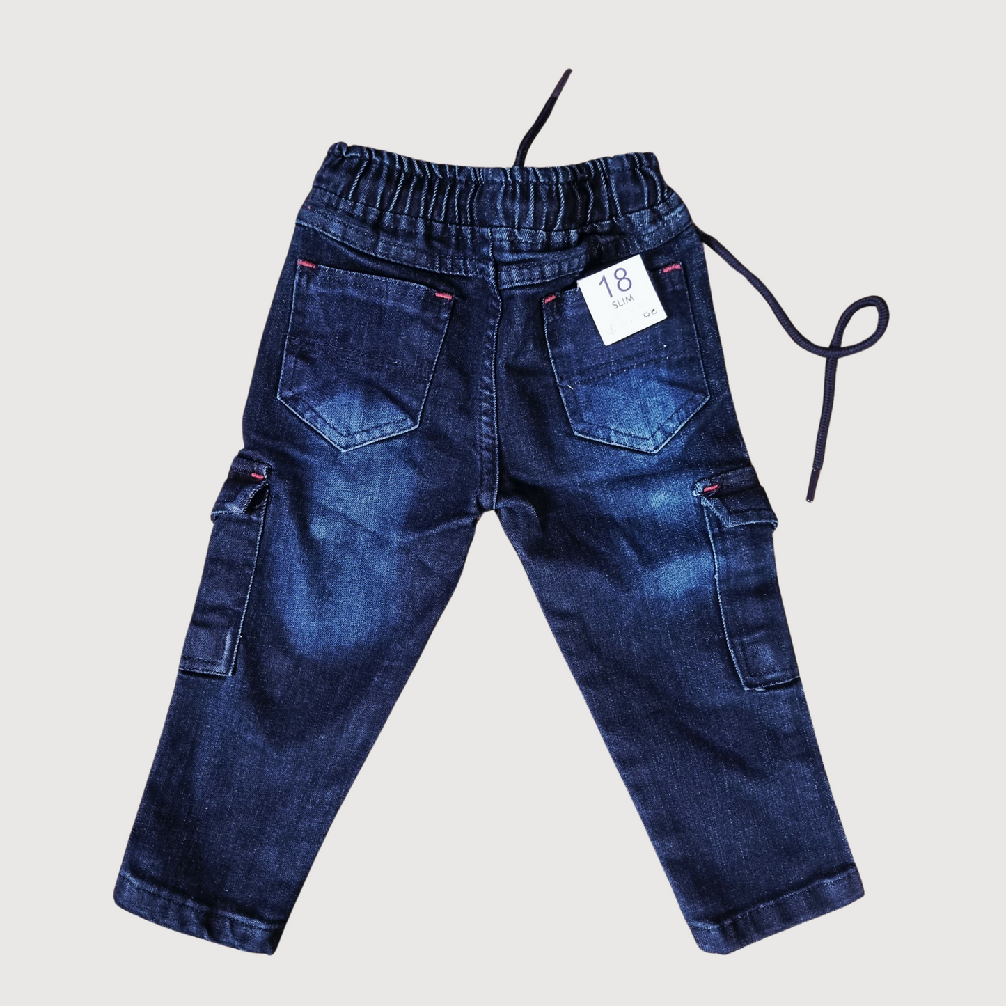 Kids Navy Cargo Jeans -Trendy 6-Pocket Stylish Denim back