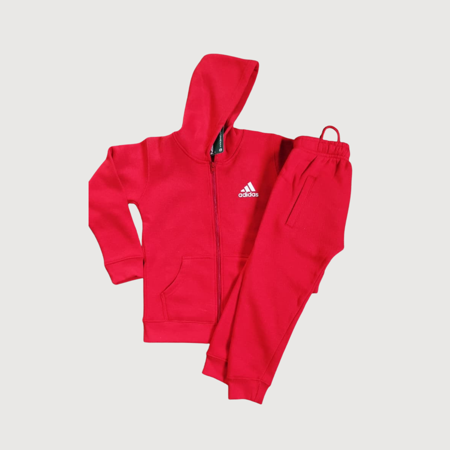Boys Adidas Winter Tracksuit – Red Zip Hoodie with Trouser (Soft & Comfortable)