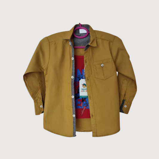 Boys Casual Shirt 2 Piece – Trendy Outfit Set for Kids 1