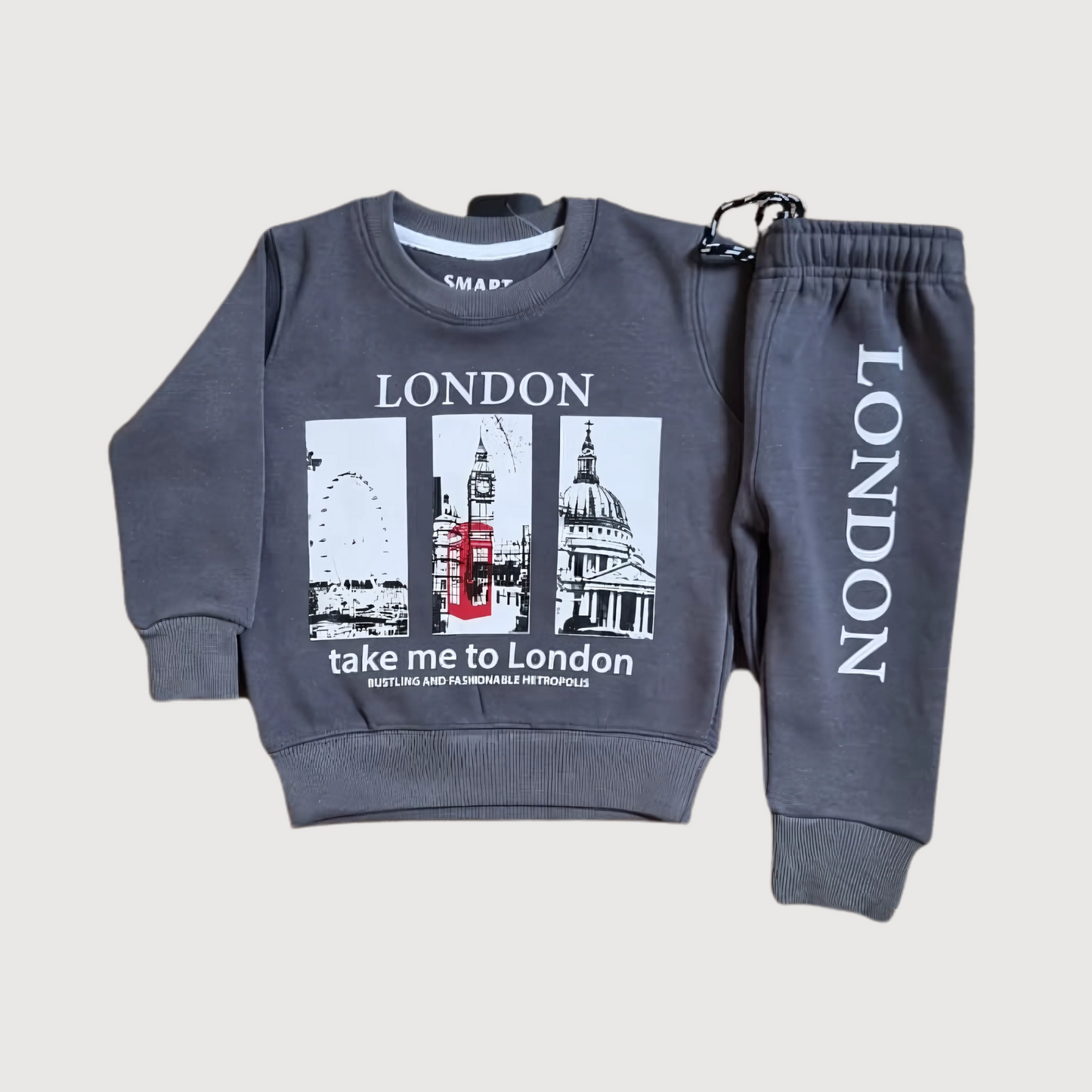 Boys London Grey Winter Outfit – Round Neck Tracksuit (Premium Comfort)