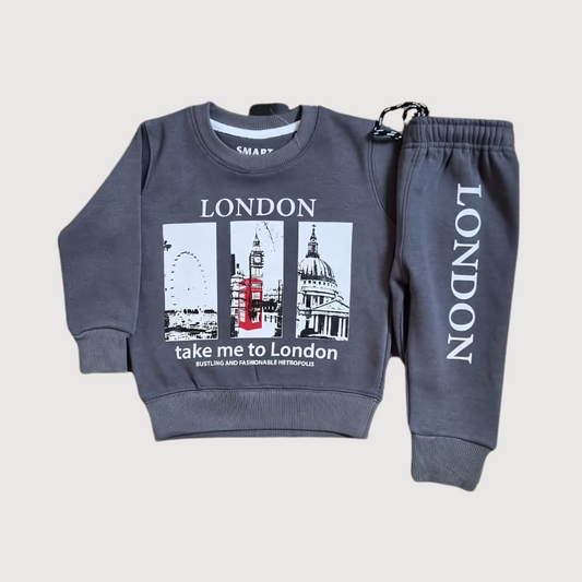 Boys London Grey Winter Outfit – Round Neck Tracksuit (Premium Comfort)