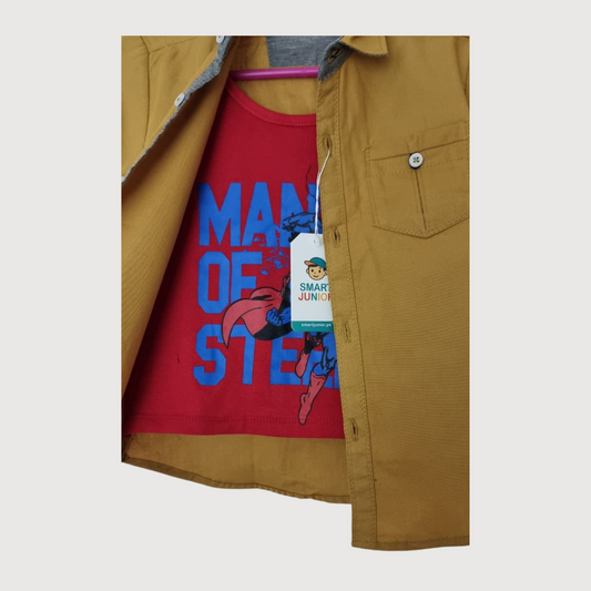 Boys Casual Shirt 2 Piece – Trendy Outfit Set for Kids 1