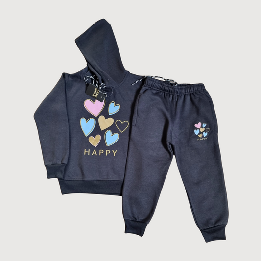 Girls Stylish Winter Tracksuit – Dark Grey Hoodie & Trouser (Elegant Design)