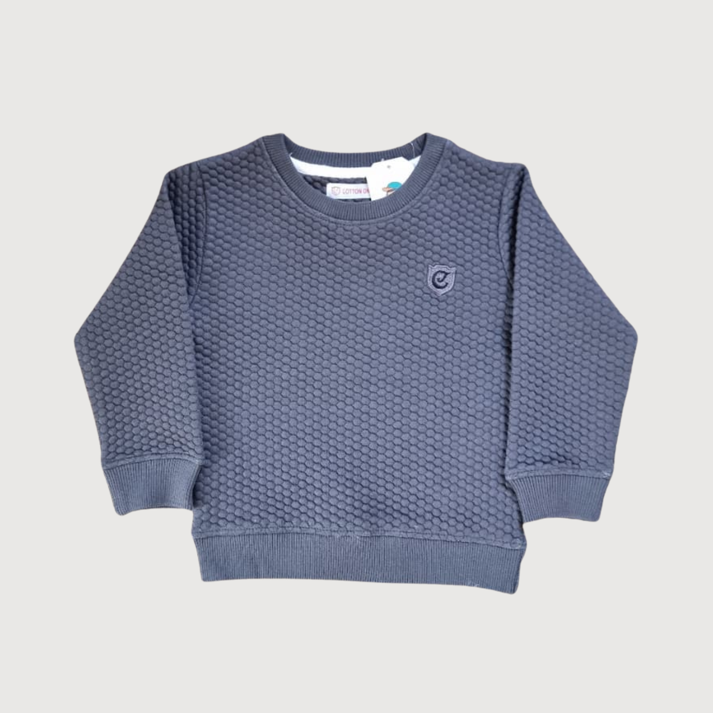 Grey Textured Crew Sweatshirt – Premium Winter Wear, Stylish & Trendy