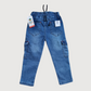 Kids Blue Denim Cargo Jeans -Soft Fabric, 6 Pocket Style