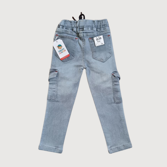 Kids Denim Cargo Jeans – Smart 6 Pocket Comfort Trouser for Boys front